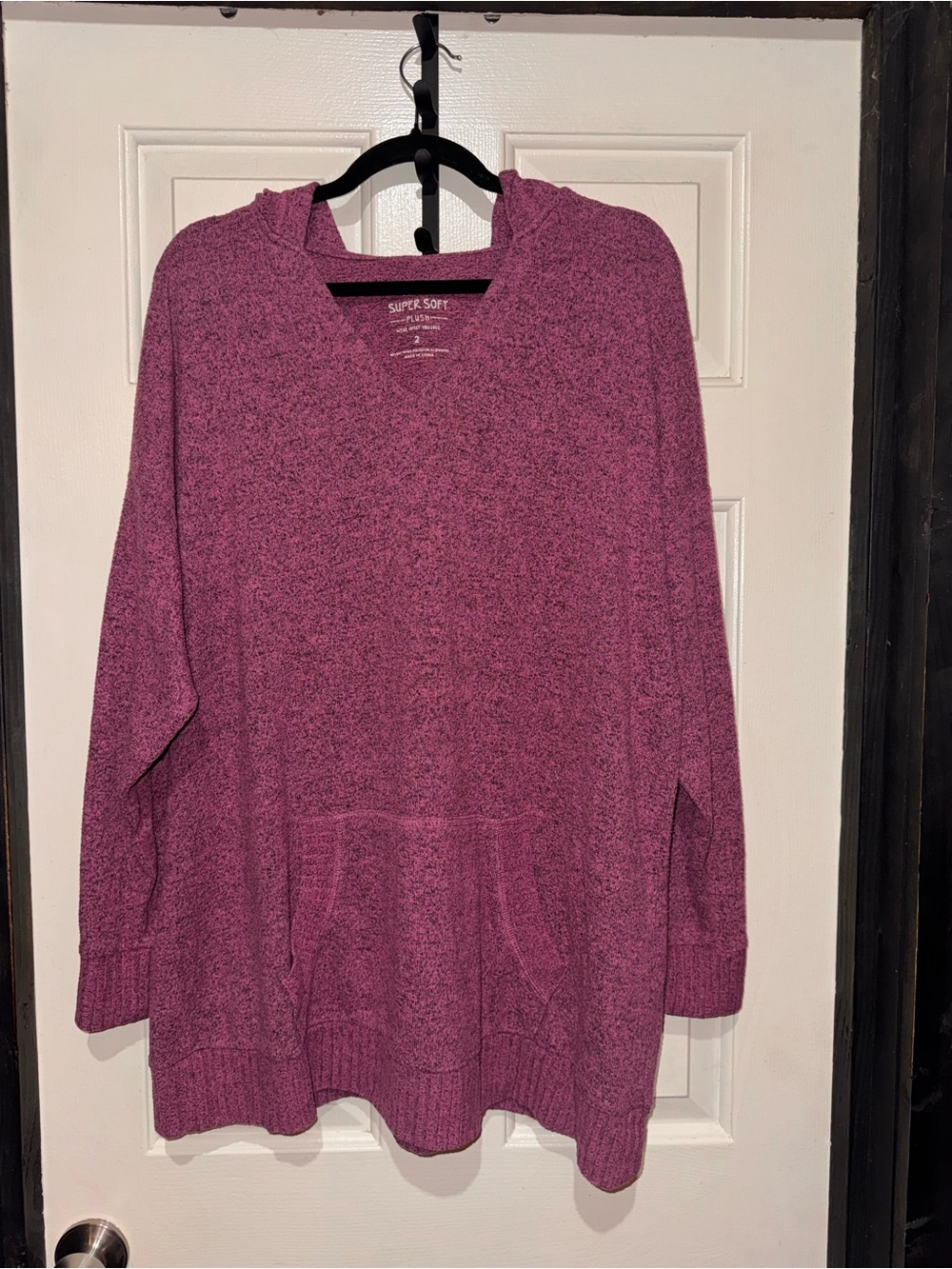 torrid Heathered Magenta Hooded Pullover Sweater Missing Drawstring